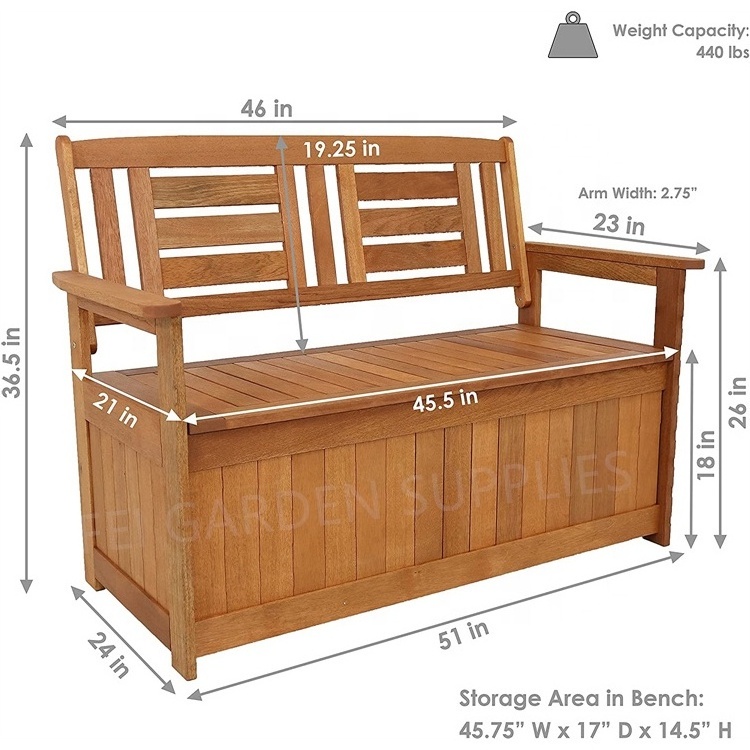 Outdoor Furniture Wooden Storage Bench Seat