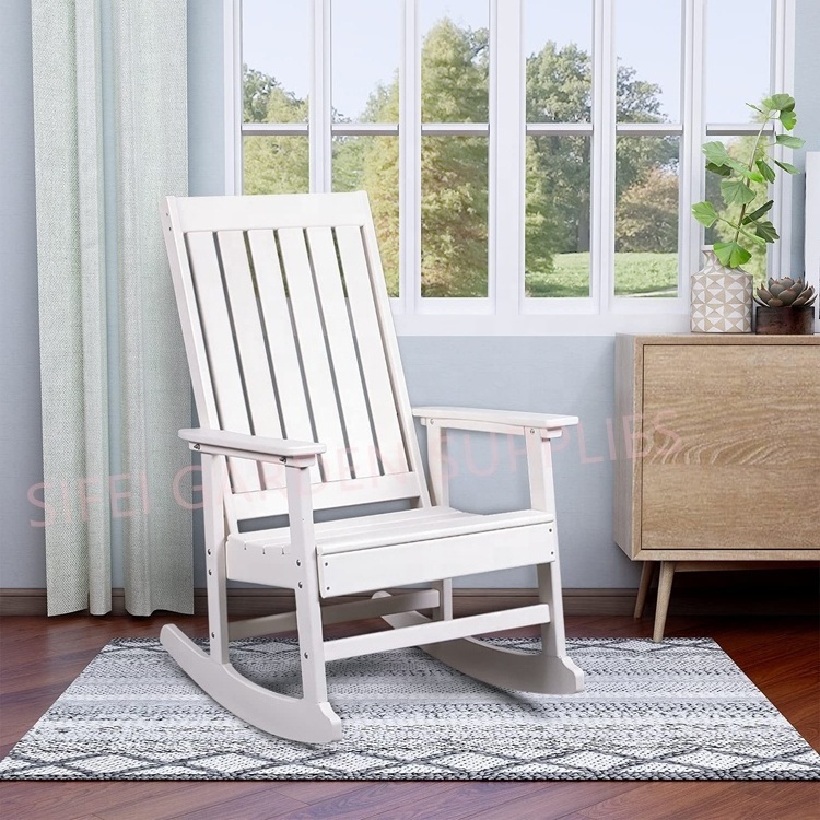 Outdoor White Plastic Garden Chair HDPE Rocking Chairs