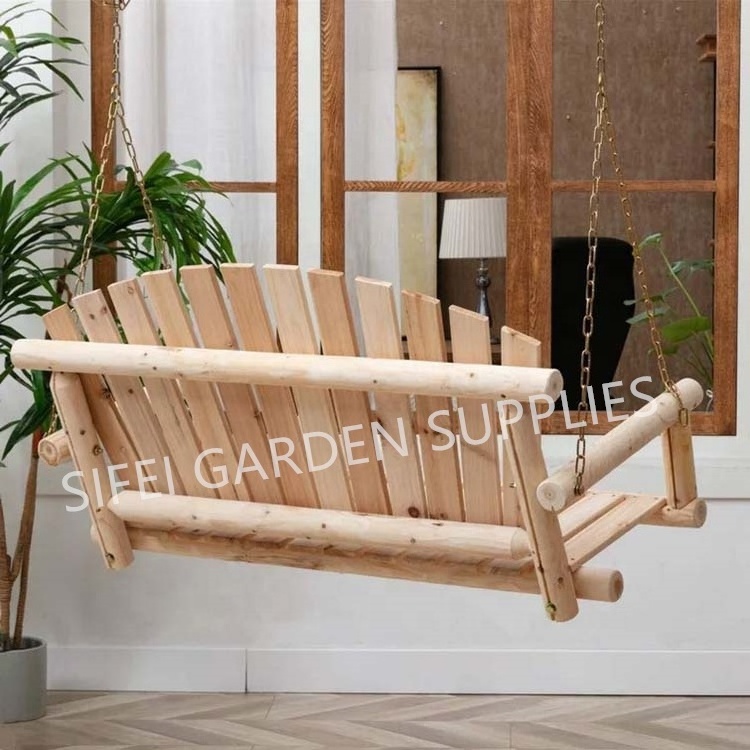 Outdoor Wooden Porch Swing Patio Swing for Adult Outdoor Furniture Modern Garden Leisure Furniture Swing Wood Customer's Request