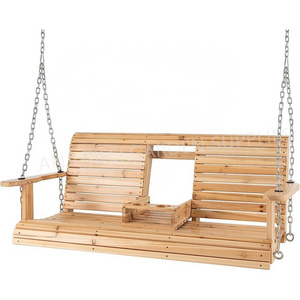 Garden Porch Swing Wooden Patio Swing with Cup Holder