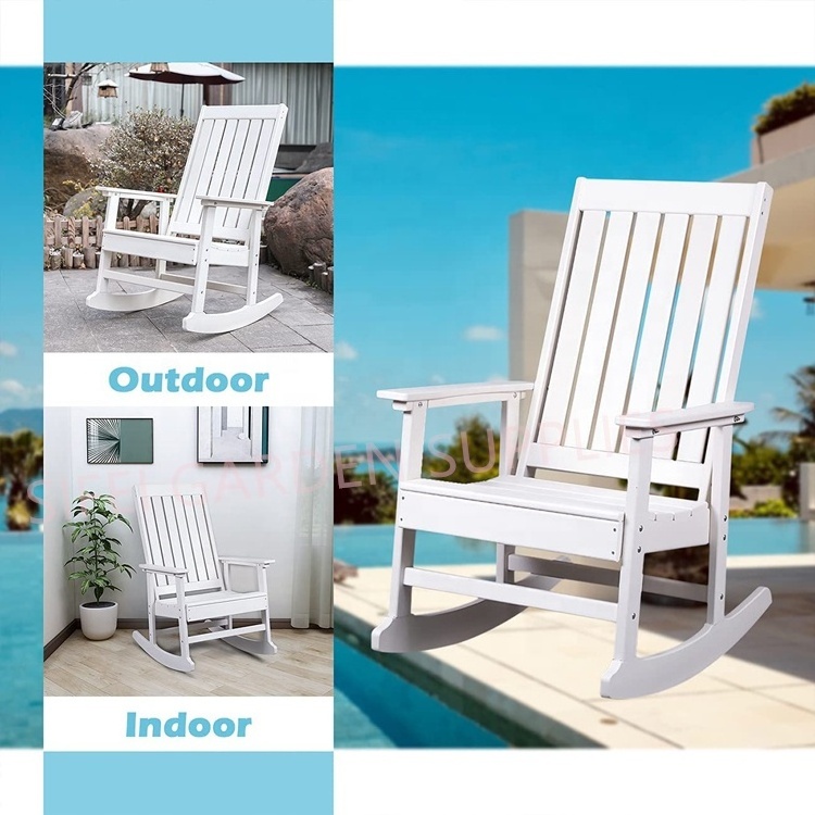 Outdoor White Plastic Garden Chair HDPE Rocking Chairs