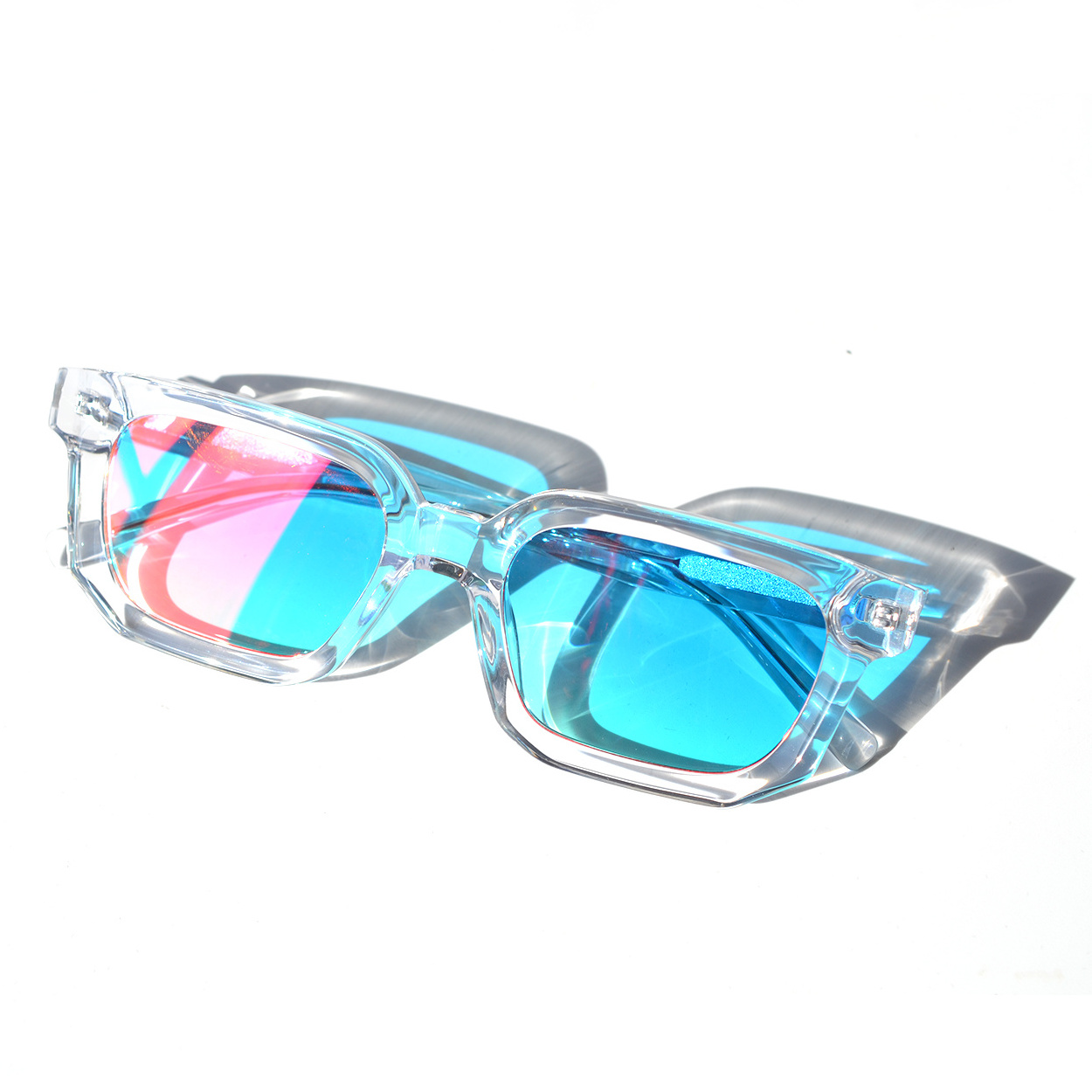 Sifier Transparent acetate blue pink sunglasses color change sunglasses