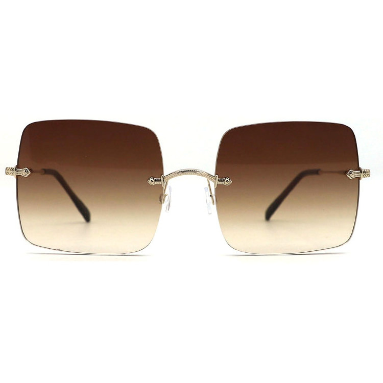 Sifier sample square metal mens rimless sunglasses luxury men