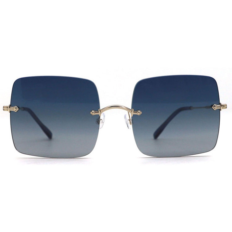 Sifier sample square metal mens rimless sunglasses luxury men