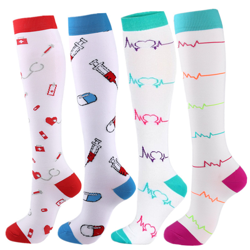 Tube Socks Happy Knee High Socks for Women Sports Socks Print Wholesale Customized Sifot Nurse Medical Compression Knitted