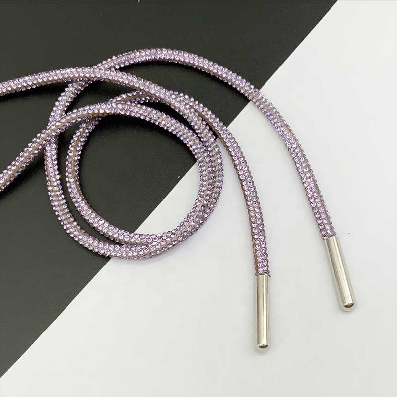 Popular Factory supply bling bling crystal diamond cord shoelace trimming luxury rhinestone 3mm shoe string for decoration