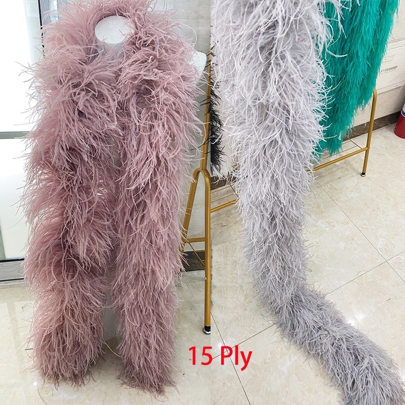 Top quality ostrich feather trim fabric fluffy 1-20 ply Decorative Feather ostrich Boa for latin dresses ostrich leather shoes