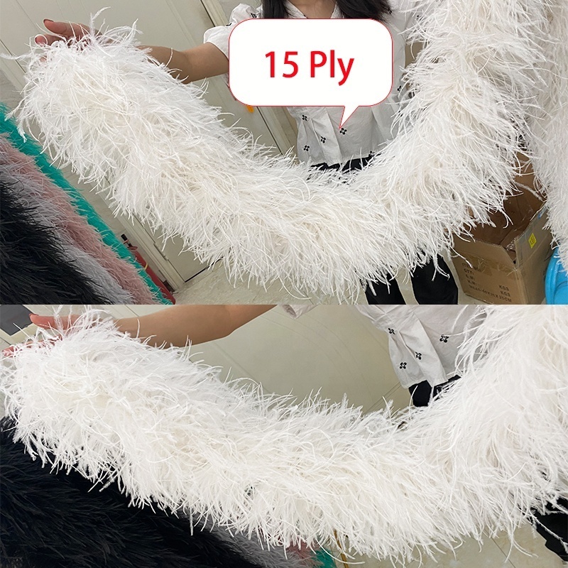 Top quality ostrich feather trim fabric fluffy 1-20 ply Decorative Feather ostrich Boa for latin dresses ostrich leather shoes