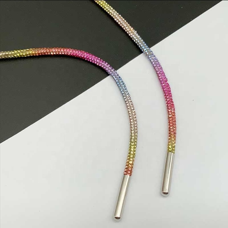 Popular Factory supply bling bling crystal diamond cord shoelace trimming luxury rhinestone 3mm shoe string for decoration