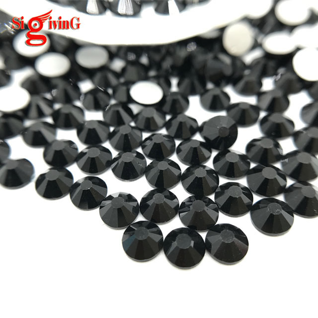 Wholesale Jet Black Flat back Crystals top quality jewel cut Rhinestones Ballroom accessories