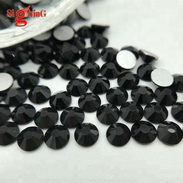 Wholesale Jet Black Flat back Crystals top quality jewel cut Rhinestones Ballroom accessories