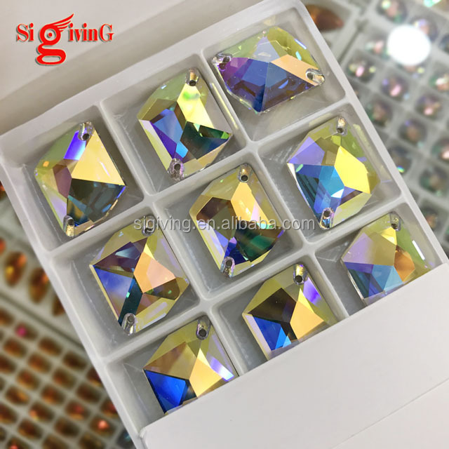 Great Prices Sew on Rhinestones 17*21mm AB color diy crafts crystals ballroom accessories Flat back Glass rhinestone