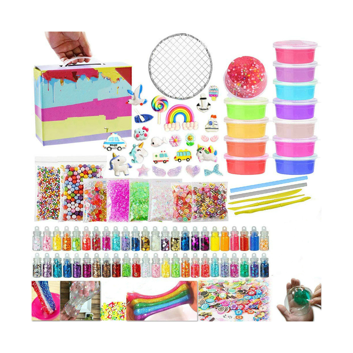 Custom DIY slime making kit educational toy diy -includes crystal clear slime, chanrms, foam balls etc.