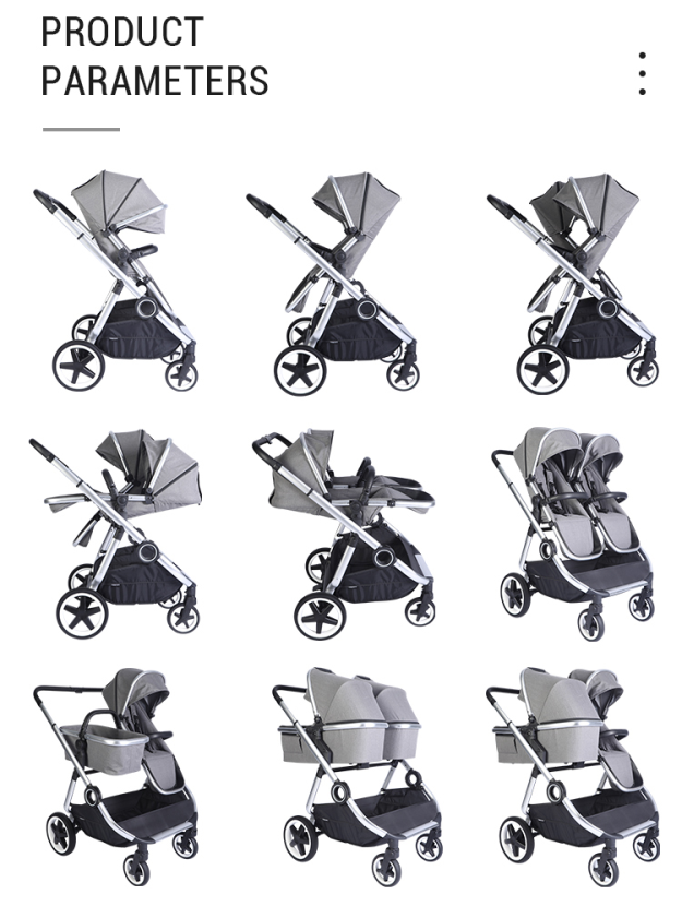 New European  Side By Side Double Two Kids 3 In 1 Babies Seat Pushchair Pram Twin Baby Carriage Stroller For Twins