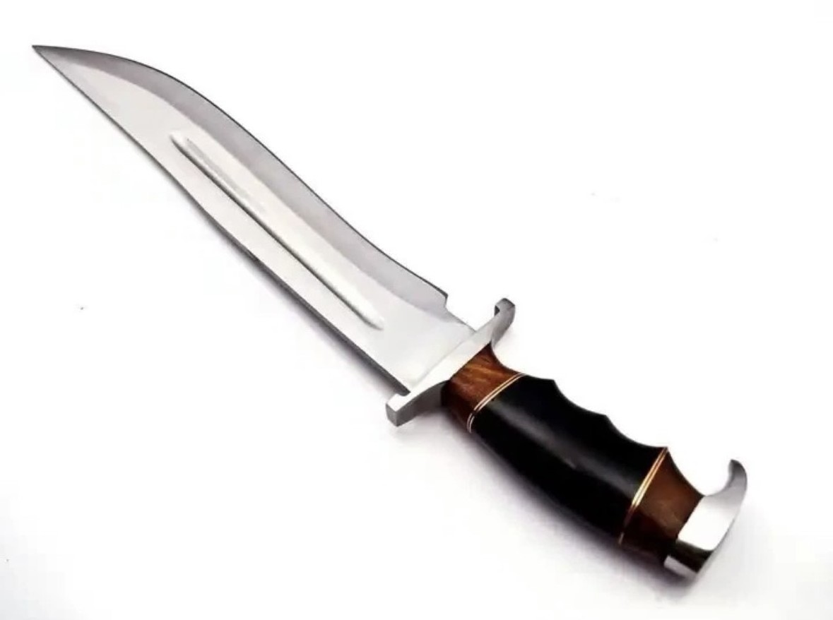 Custom High Quality Classic Wood Handle Carbon Steel Knife Hunting Knife  And Cow Hide Leather Sheath