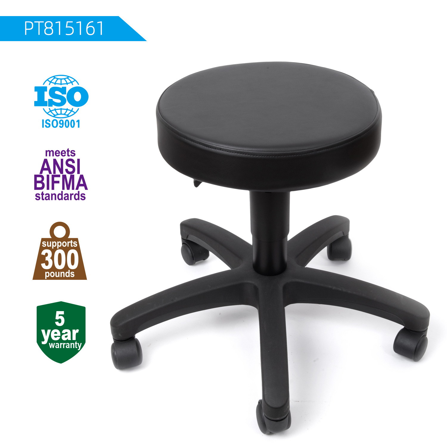 ESD Ergonomic Chair Laboratory Stool Chair Adjustable Drafting Massage Spa Work Stool With PU Leather Cushioned Sit Stand Chair