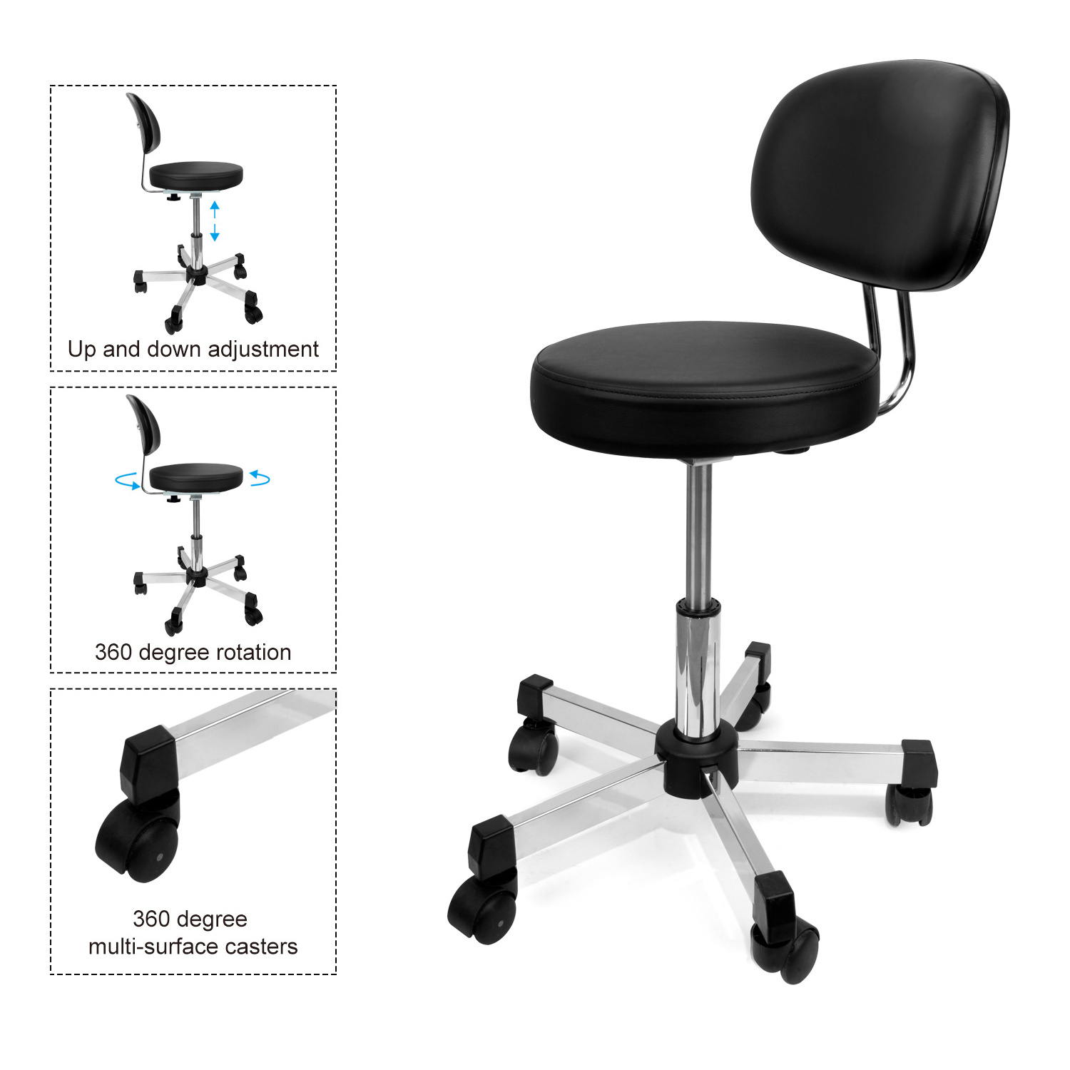 ESD Pedicure Chair Stool Standing Lab Work Stool Adjustable Ergonomic Swivel Salon Sit Stand Chair For Massage Standing Stool