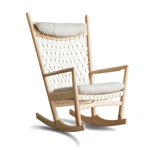 Modern European Style Outdoor and Indoor  Nordic Livingroom Relaxing Wooden Rocking Chair For Adults