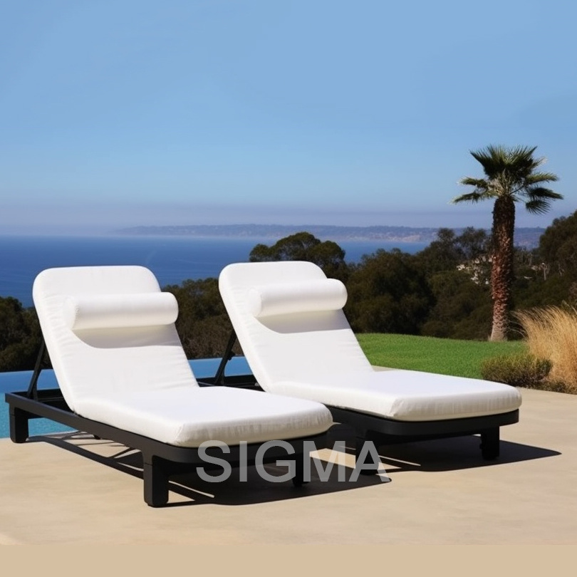 Most popular aluminum folding webbed chair chaise lounge sun daybed structures en aluminum moule de chaises de salle