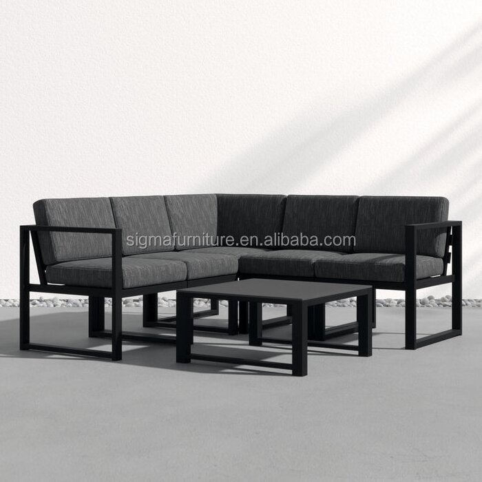 patio furniture hotel outdoor garden 6 Piece metal sofa Sectional Seating Group with Cushions