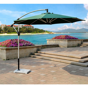 Wholesale outdoor aluminum alloy hand crank parasol banana umbrella with marble base