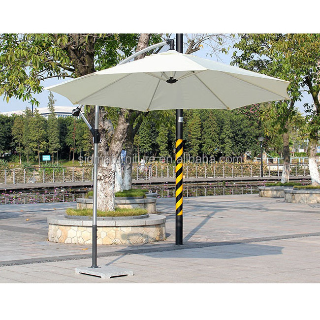 Wholesale outdoor aluminum alloy hand crank parasol banana umbrella with marble base