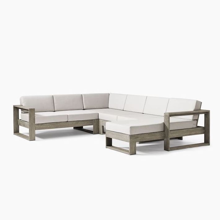 Minimalist corner modular sofa sectional set terrace courtyard teak outdoor furniture