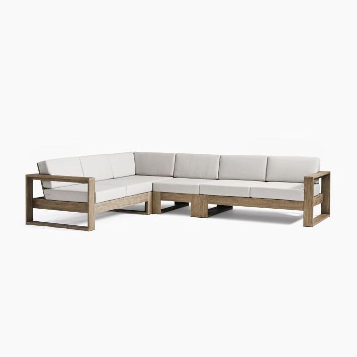 Minimalist corner modular sofa sectional set terrace courtyard teak outdoor furniture