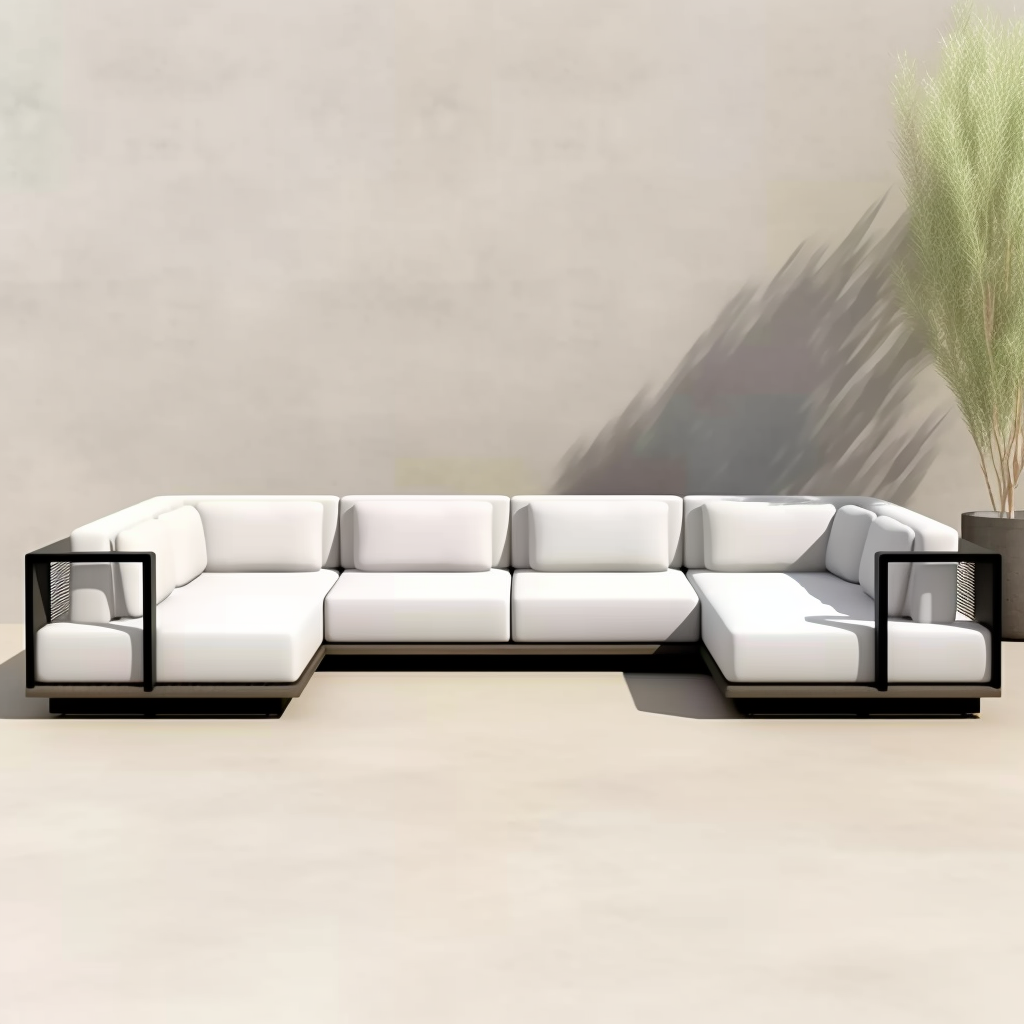 Fashion terrace modern furniture custom L U shape outdoor garden sofas sectional with cushion