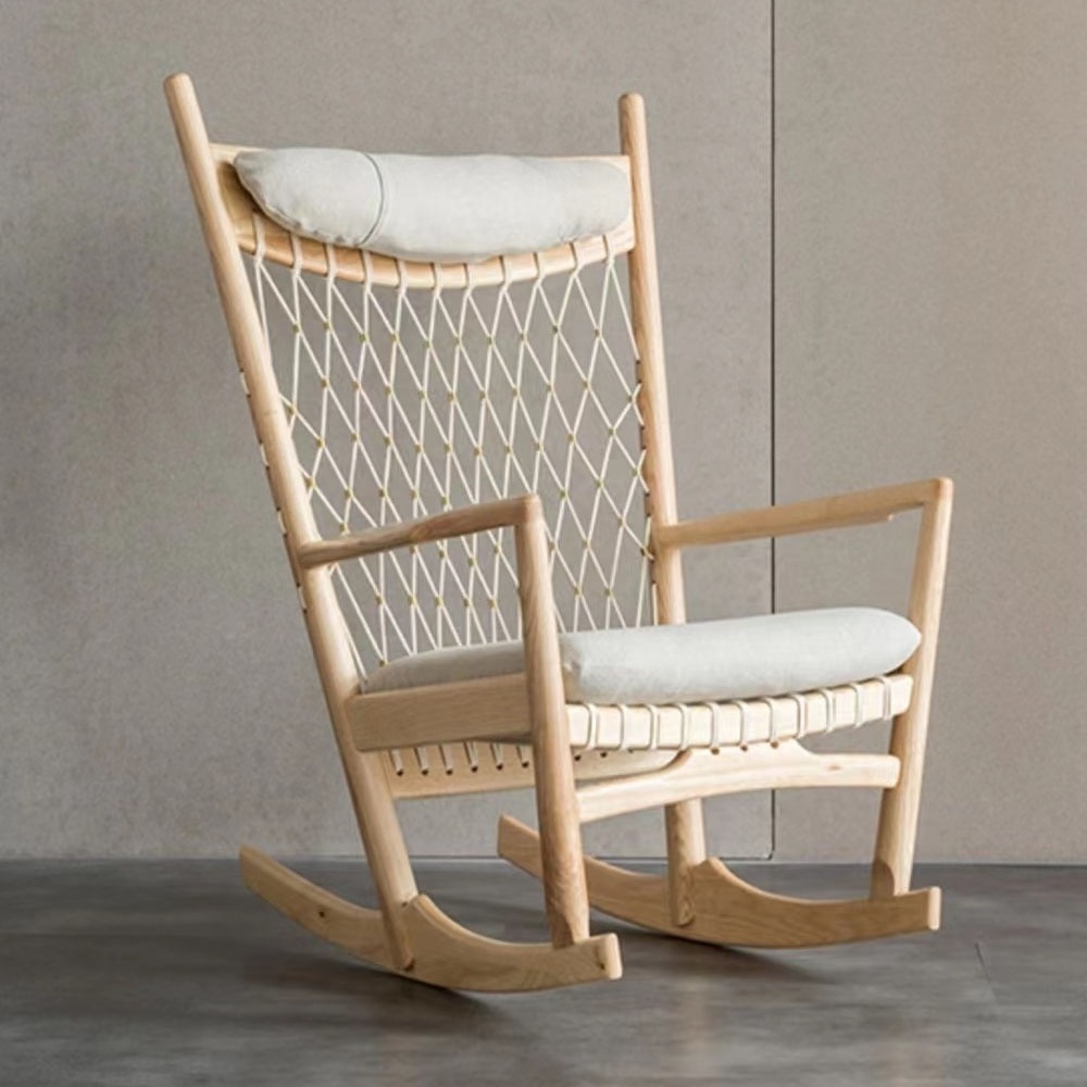 Modern European Style Outdoor and Indoor  Nordic Livingroom Relaxing Wooden Rocking Chair For Adults