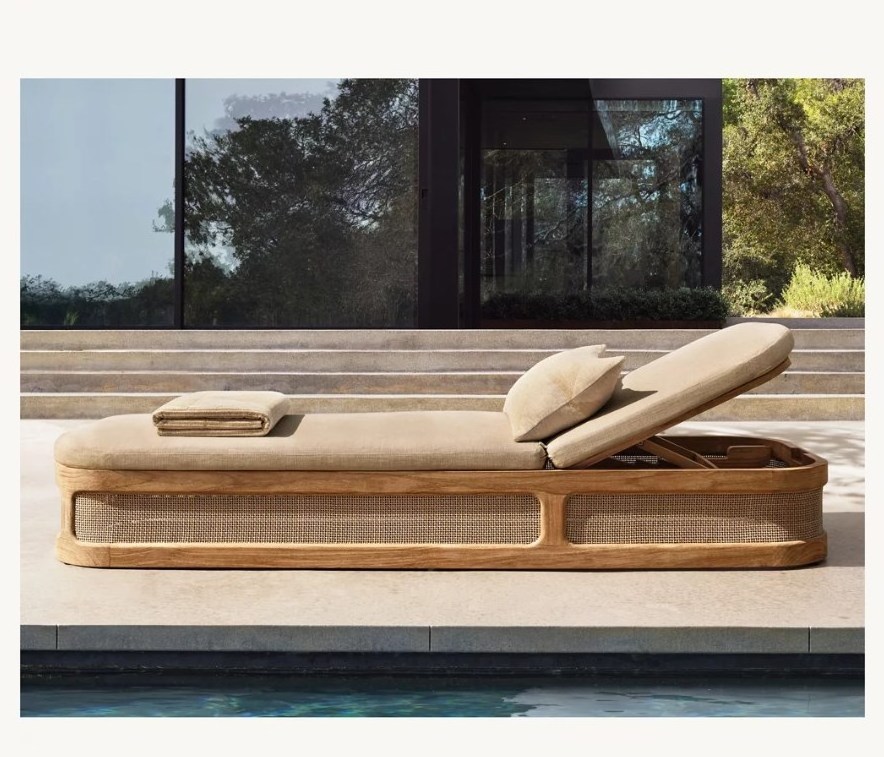 Garden sets outdoor pool lounge chair sunbed wood furniture teak chaise lounge