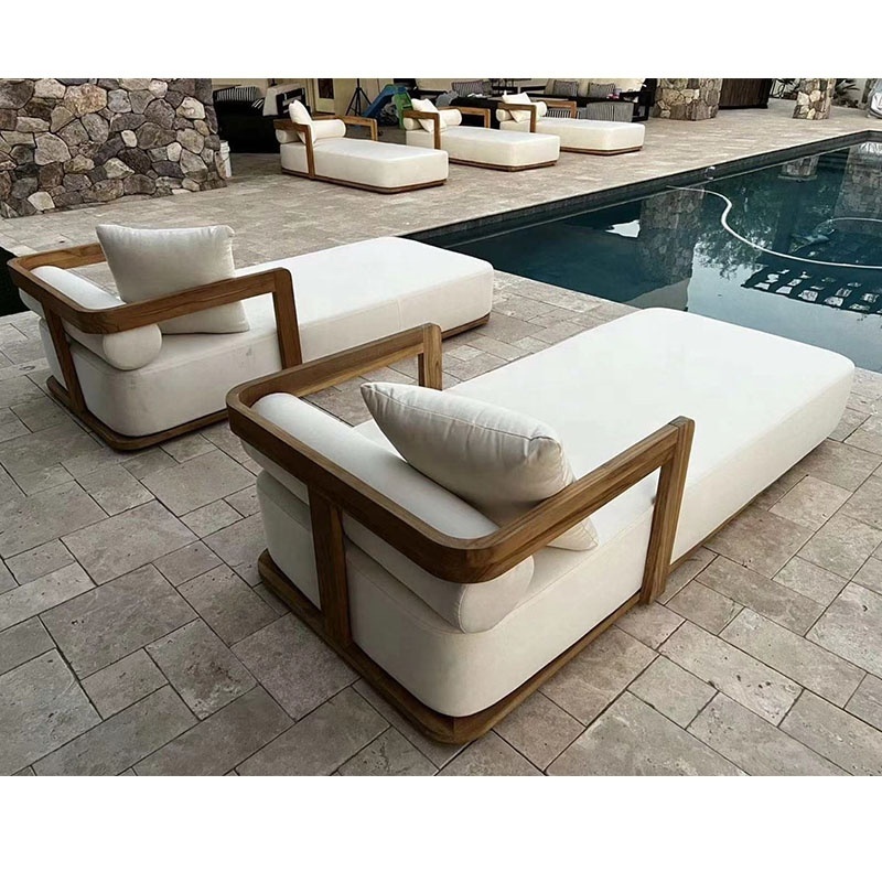 Beach solid teak wood swimming pool hotel patio garden furniture outdoor lounge chair