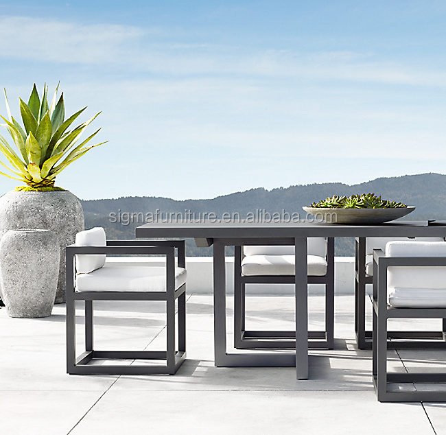 Simplicity outdoor aluminum furniture Crafted of enduring aluminum garden rectangular table and chairs dining set