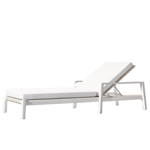 Customized beach pool white aluminum sun lounger adjustable chaise lounge with cushion