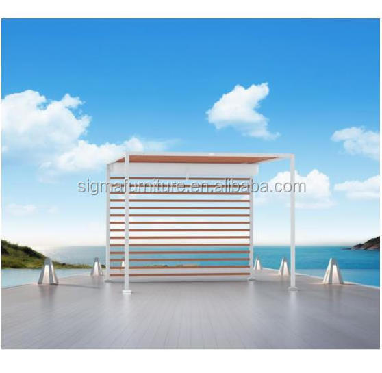 UV protection outdoor pool cabana garden villa backyard teak wood cabana