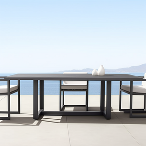 Simplicity outdoor aluminum furniture Crafted of enduring aluminum garden rectangular table and chairs dining set