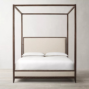 Canopy Bed Frame wooden Bedroom Hotel Bed Transparent New 2021 Factory Price Modern Design Soft Gold Customized Style indoor