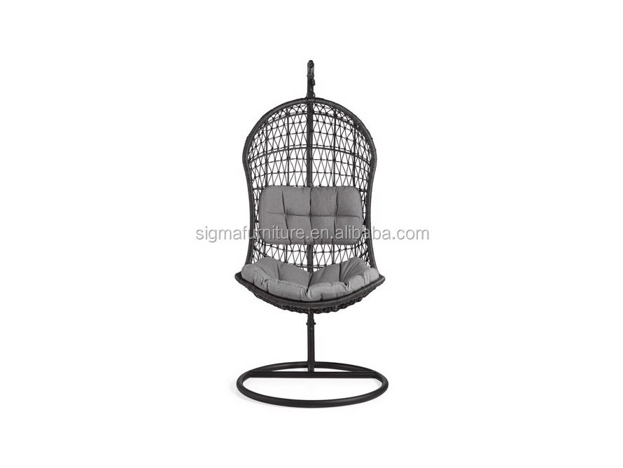 Rattan Wicker One Seat Swing Basket with Metal Stand Garden Indoor and Outdoor Egg Chair Hanging