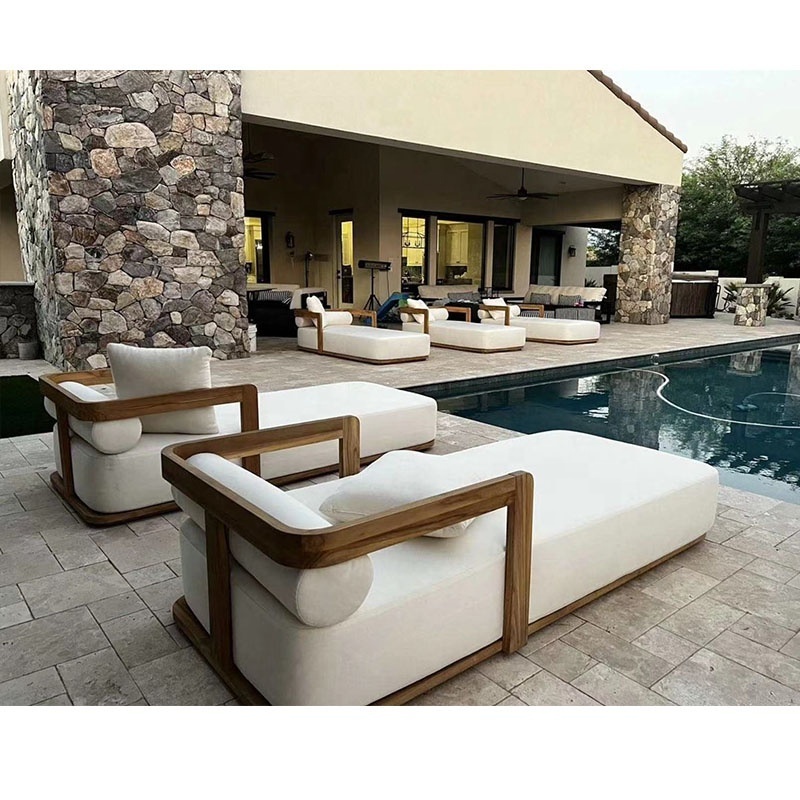 Beach solid teak wood swimming pool hotel patio garden furniture outdoor lounge chair