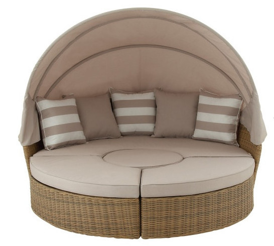 Outdoor furniture rattan patio set general use wicker round daybed rattan garden rattan daybed with canopy