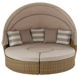 Outdoor furniture rattan patio set general use wicker round daybed rattan garden rattan daybed with canopy