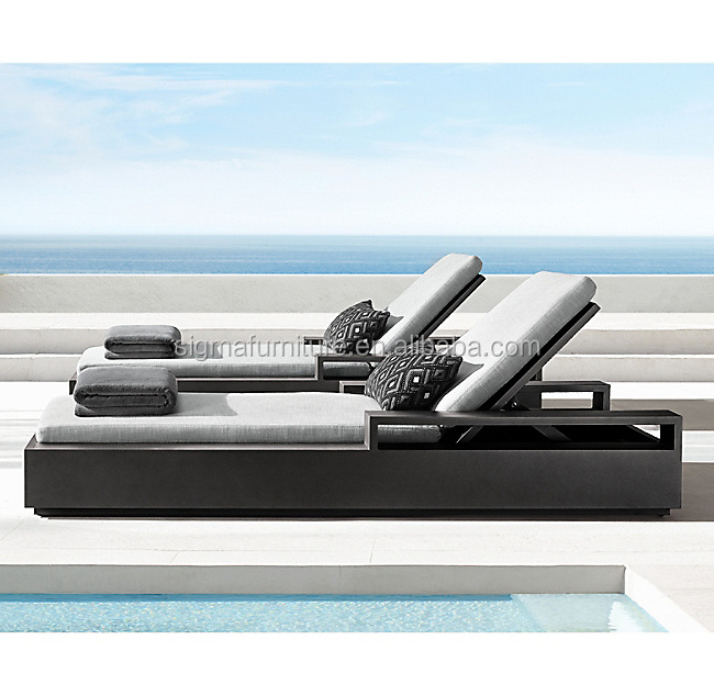 Garden villa aluminum pool double chaise lounge outdoor day bed