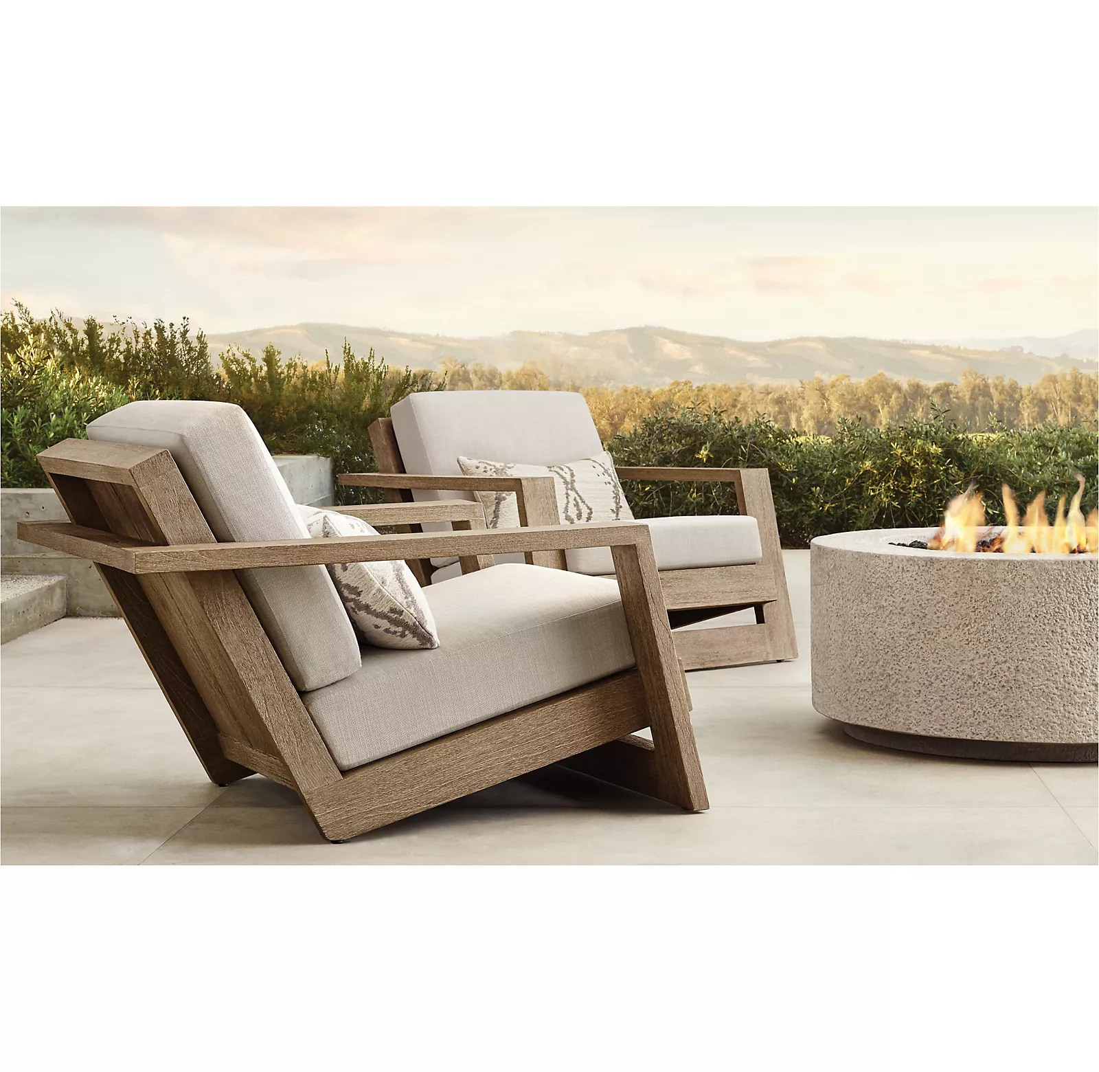 Contemporary hotel furniture single teak wood manufacturer outdoor sofa garden chairs with ottoman