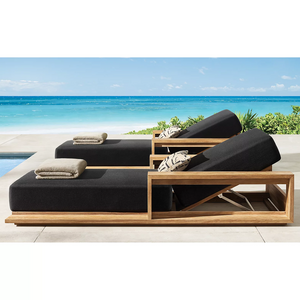 High Quantity beach daybed chaise  furniture teak wood outdoor sun lounger