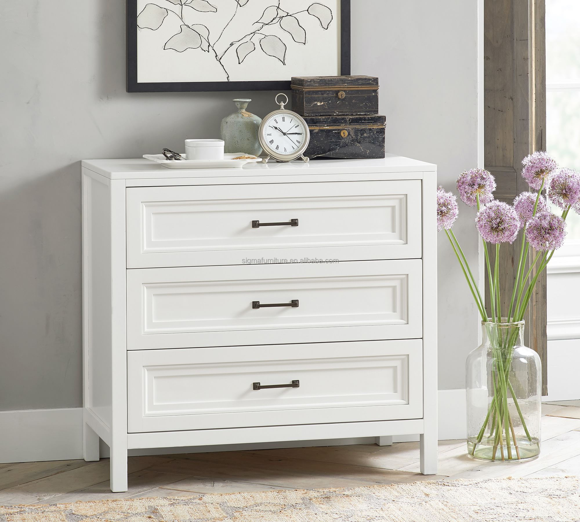 American homefield 3 drawer dresser modern wood white cabinet armories