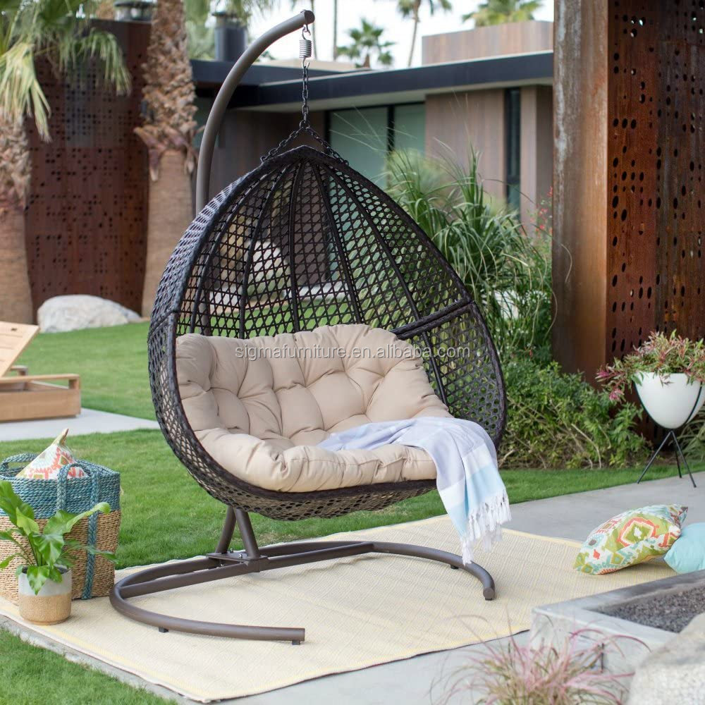 Leisure Outdoor Furniture Steel rattan wicker Egg Garden Patio Swings Chair for sale