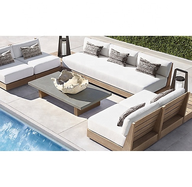 Hotel pool patio garden sofa sets teak customizable sectional furniture outdoor