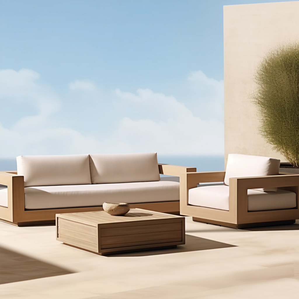 SIGMA Modern Design Teak Sofa Set Patio Furniture Natural Teak Outdoor Chair