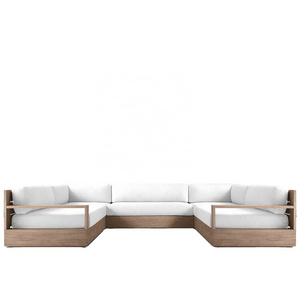 SIGMA Outdoor Teak Furniture Solid Teak Sofa Set Sectional With Coffee Table Patio Furniture Set