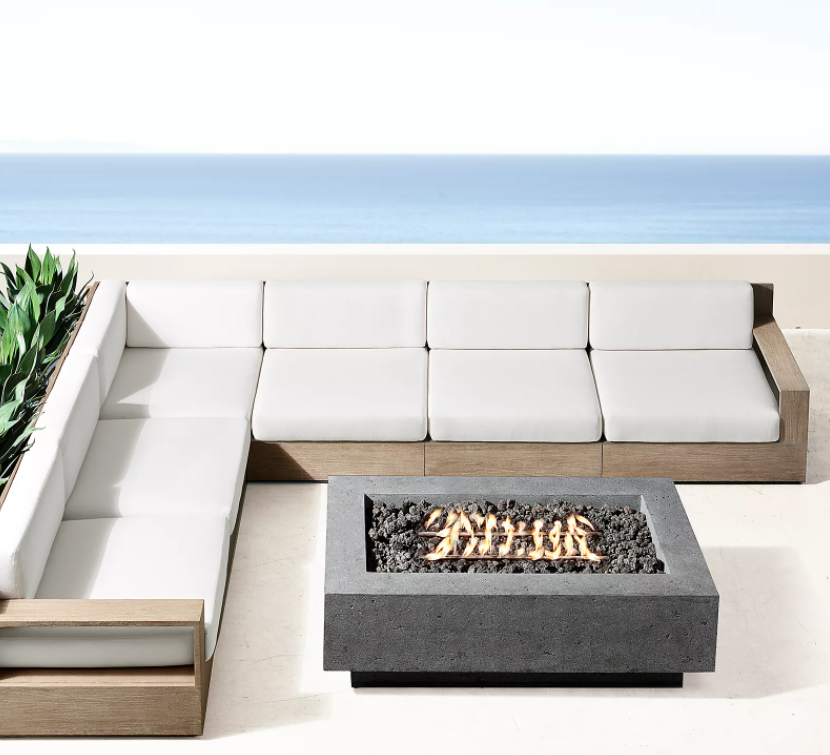 Teak modular U-sofa chaise sectional outdoor furniture